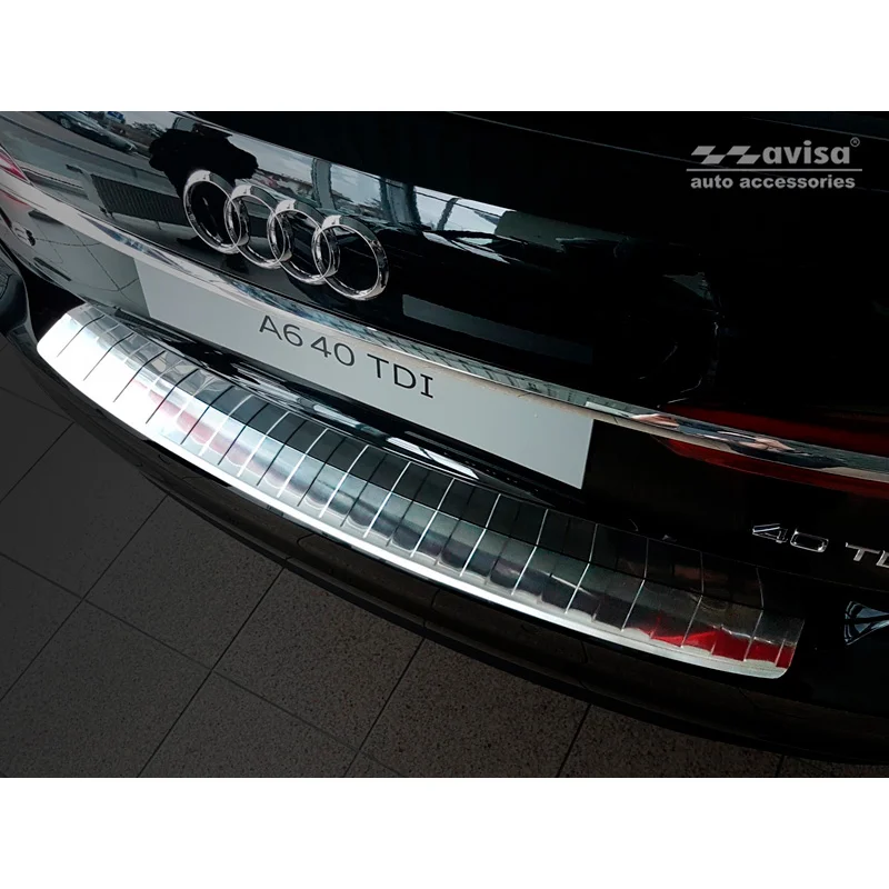 Avisa RVS Achterbumperprotector passend voor Audi A6 (C8) Avant 2018-2023 & Facelift 2023-2025 incl. S-Line & Allroad - Zilver