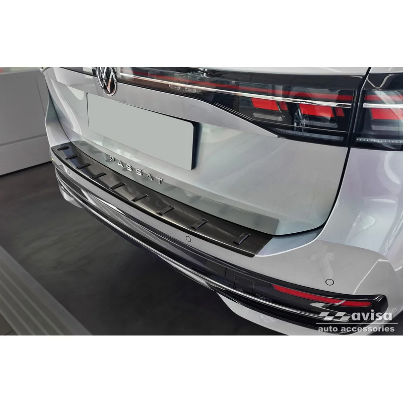 Avisa RVS Achterbumperprotector STRONG EDITION passend voor Volkswagen Passat Variant (CJ5) incl. R-Line & Hybrid 2024- - Zwart
