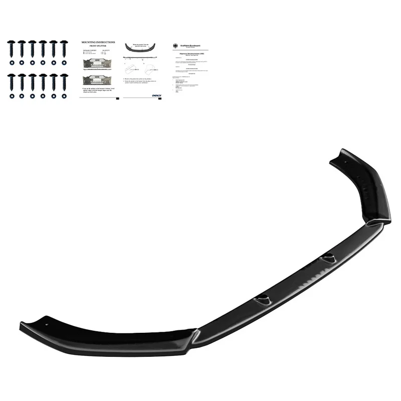 Oneway Voorspoilerlip passend voor Audi RS3 8V Sedan/Sportback Facelift 2017-2020 – Versie 2 – Glanzend zwart
