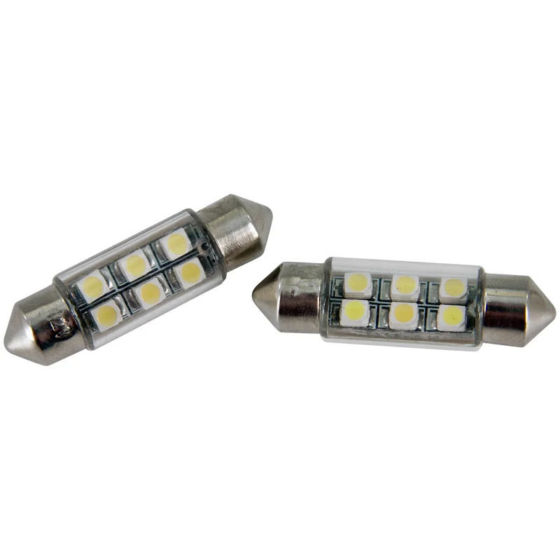 AutoStyle 6Q LED/SMD Festoon Lampen Wit 37x10mm Set a 2 stuks