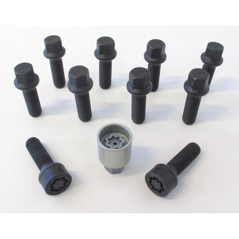 H&R Wielboutenset bolkonisch R14 M14x1.50 - Lengte 60mm - Zwart - 10 stuks - incl. wielsloten