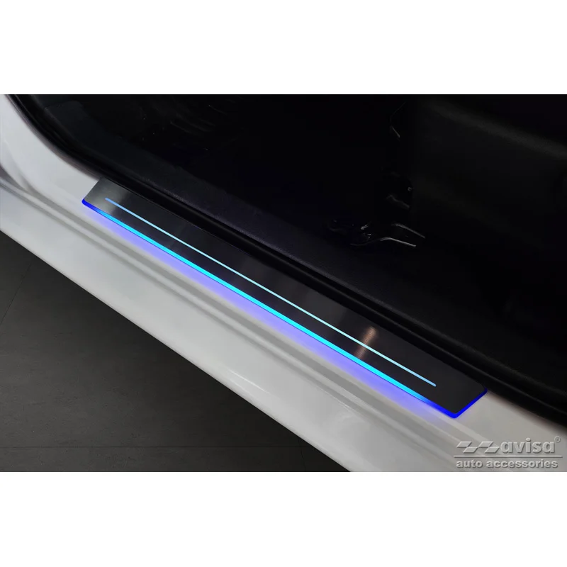 Avisa Universele Instaplijsten Zwart RVS met blauwe LED verlichting - 2-Delig - 44,8 x 4 cm