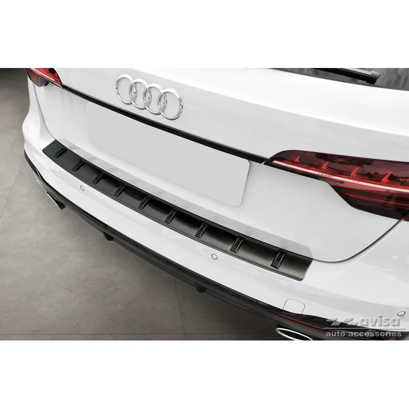 Avisa RVS Achterbumperprotector STRONG EDITION passend voor Audi A4 Avant B9 (incl. S-Line) 2015-2019 & Facelift 2019- - Zwart