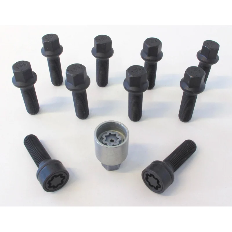 H&R Wielboutenset bolkonisch R14 M14x1.50 - Lengte 37mm - Zwart - 10 stuks - incl. wielsloten