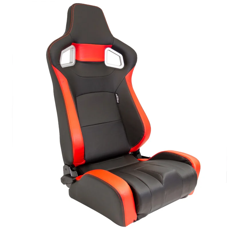 AutoStyle Sportstoel 'RS6-II' - Matzwart/Rood Kunstleder - Dubbelzijdig verstelbare rugleuning - incl. sledes