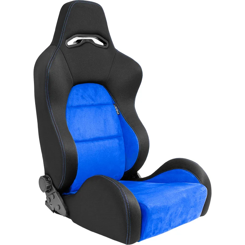 AutoStyle Sportstoel 'Eco Soft' - Zwart/Blauw - Dubbelzijdig verstelbare rugleuning - incl. sledes