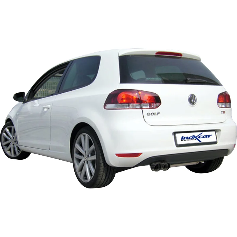 InoXcar 100% RVS Sportuitlaat passend voor Volkswagen Golf VI 1.4TSi (160pk) 2008- 2x80mm Racing