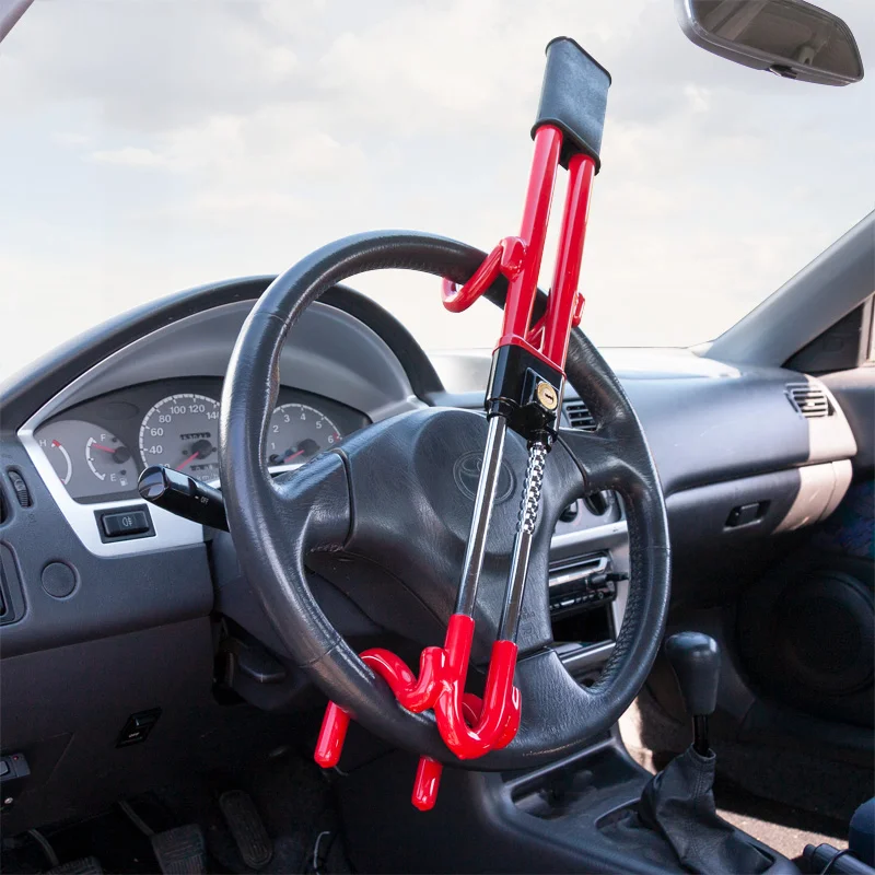 AutoStyle Universeel anti-diefstal stuurwielslot 'Heavy Duty' - Rood