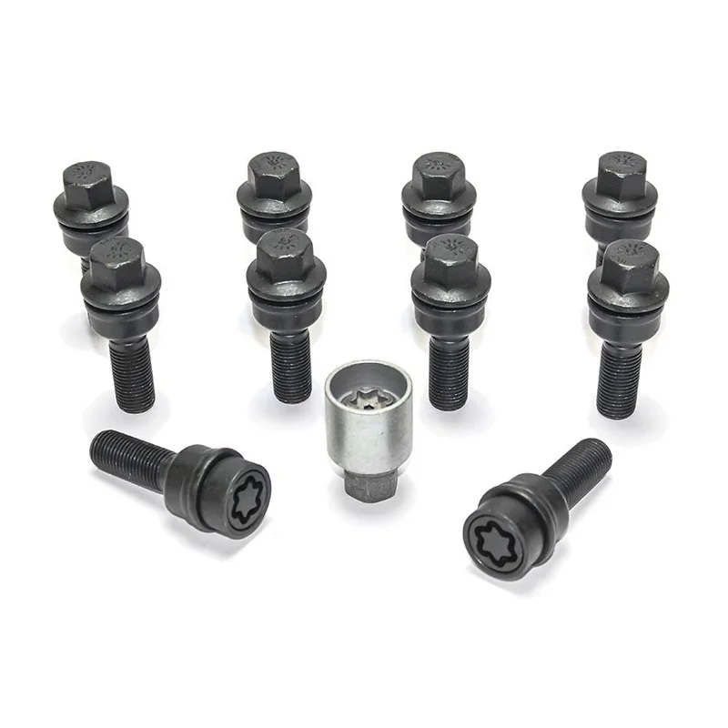 H&R Wielboutenset bolkonisch met beweegbare ring R14 M14x1.50 – Lengte 50mm – Zwart – 10 stuks (bv. passend voor Audi Q3, Q5) – incl. wielsloten