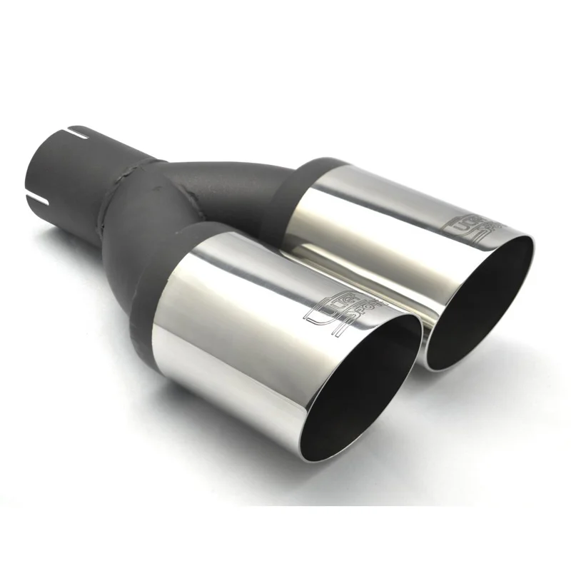 Ulter Sport Uitlaatsierstuk - Dubbel Rond Ø80mm Schuin - Lengte 280mm - Montage ->50mm - RVS