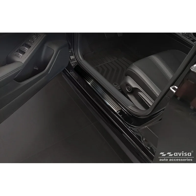 Avisa Zwart RVS Instaplijsten passend voor Honda Civic XI 2022- 'Lines' - 4-delig