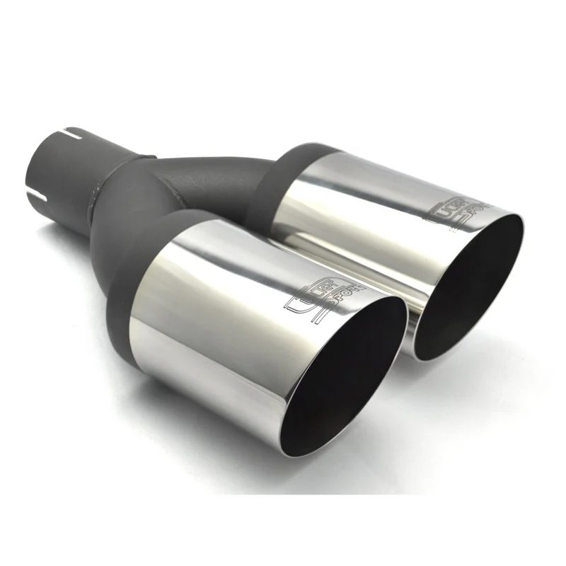 Ulter Sport Uitlaatsierstuk - Dubbel Rond Ø90mm Schuin  - Lengte 290mm - Montage ->50mm - RVS