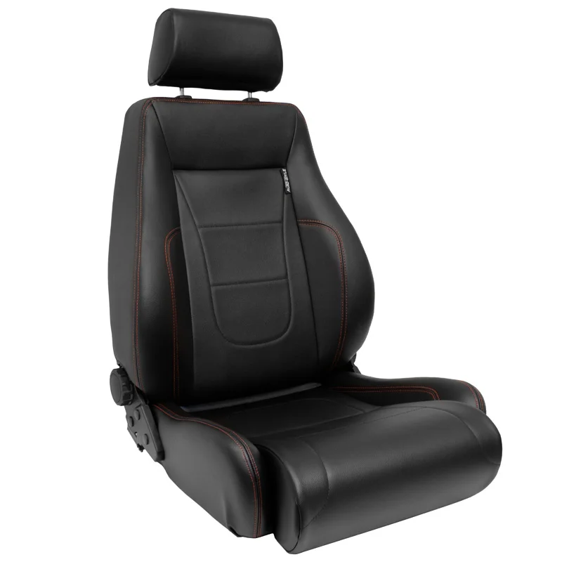 AutoStyle Sportstoel 'Retro II' - Zwart Kunstleder + Rode stiksels - Dubbelzijdig verstelbare rugleuning - incl. sledes