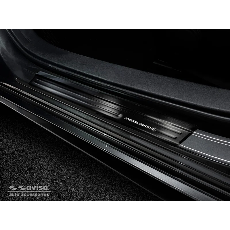 Avisa Zwart RVS Instaplijsten passend voor Mazda 3 HB 5-deurs 2019- - Brushed Steel 'Special Edition' 4-delig