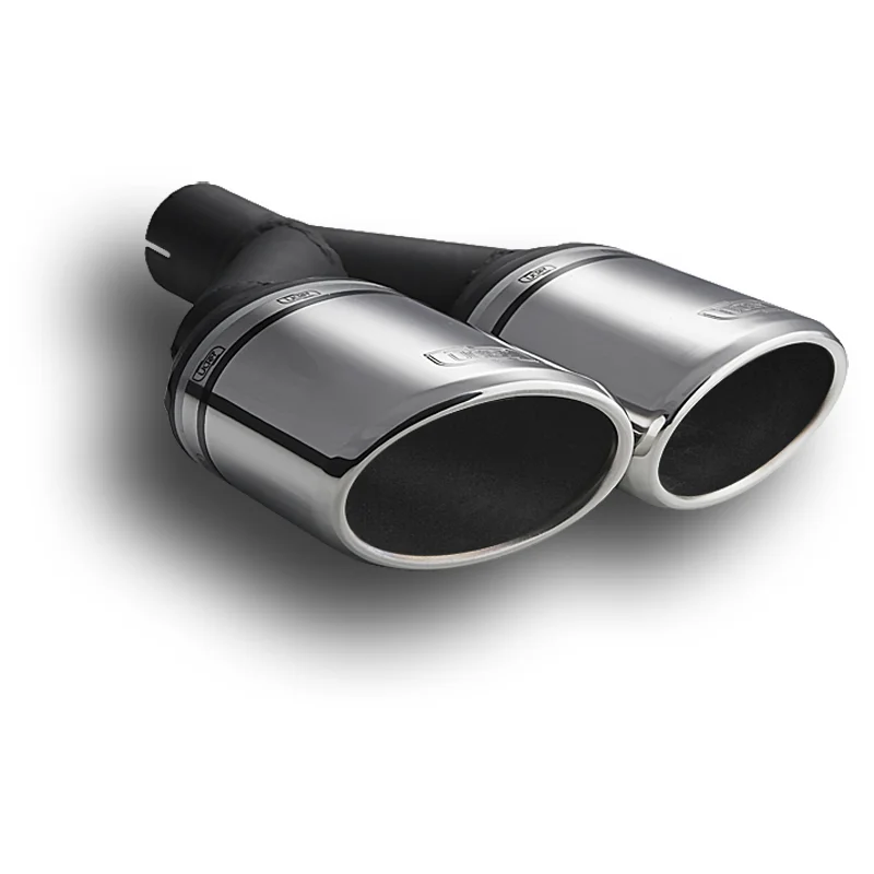 Ulter Sport Uitlaatsierstuk – Dubbel Ovaal 95x65mm Schuin Type II – Lengte 200mm – Montage ->50mm – RVS