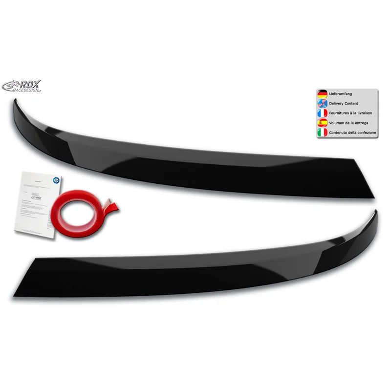 RDX Koplampspoilers passend voor Volkswagen Transporter T6.1 2021- (ABS Glanzend Zwart)