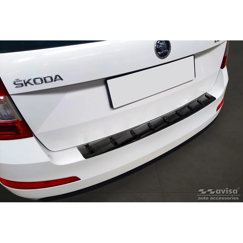 Avisa RVS Achterbumperprotector STRONG EDITION passend voor Skoda Octavia III 2013-2017 - Zwart