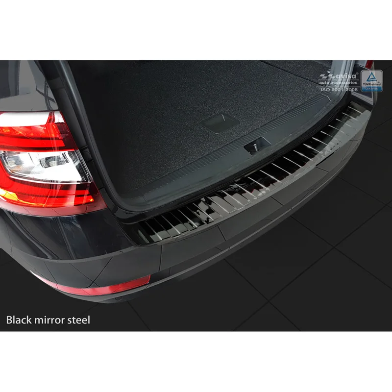 Avisa RVS Achterbumperprotector passend voor Skoda Octavia III Kombi Facelift 2017-2020 - Glanzend Zwart