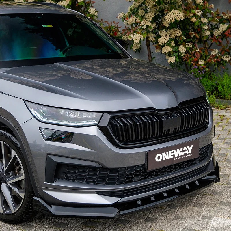 Oneway Voorspoilerlip passend voor Skoda Kodiaq I (NS7) Sportline Facelift 2021-2024 – Glanzend zwart