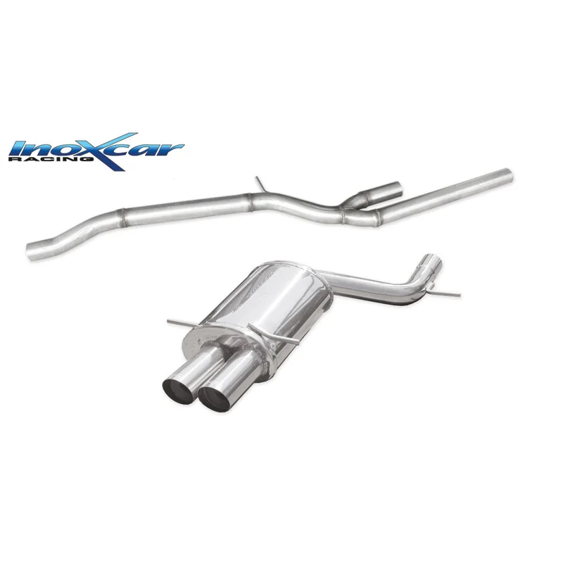 InoXcar 100% RVS Middenpijp + Sportuitlaat passend voor Audi RS4 (B5) 2.7 Biturbo 380pk 1998-2001 2x75mm Ø60 Racing