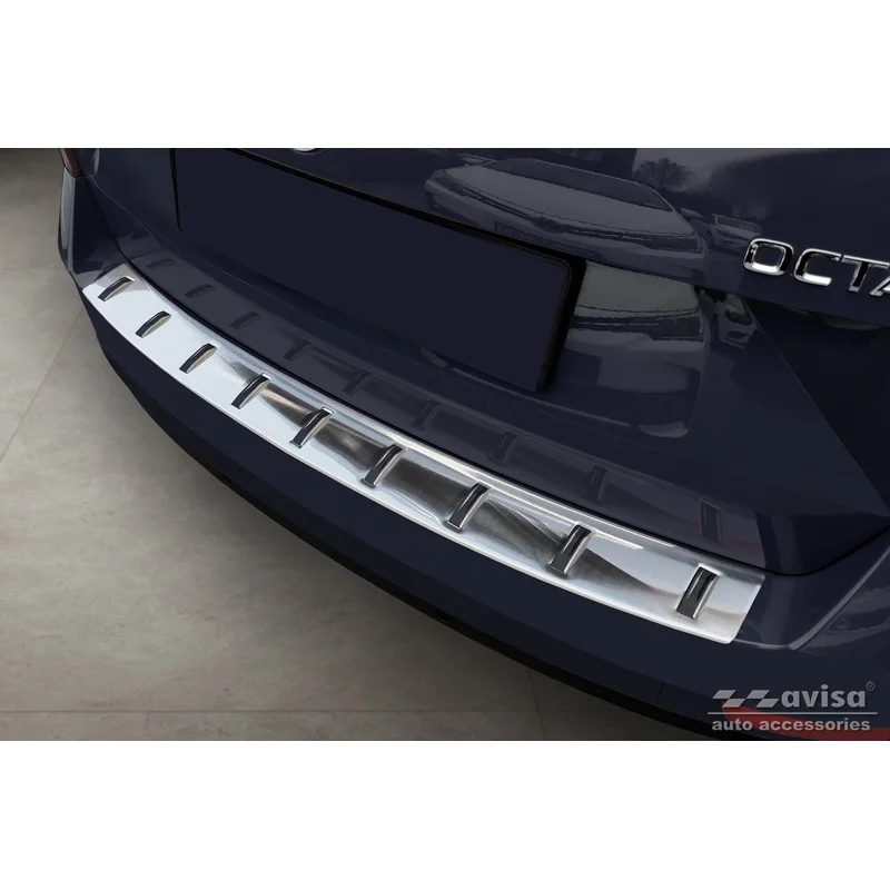 Avisa RVS Achterbumperprotector STRONG EDITION passend voor Skoda Octavia III Combi Facelift 2017-2020 - Zilver