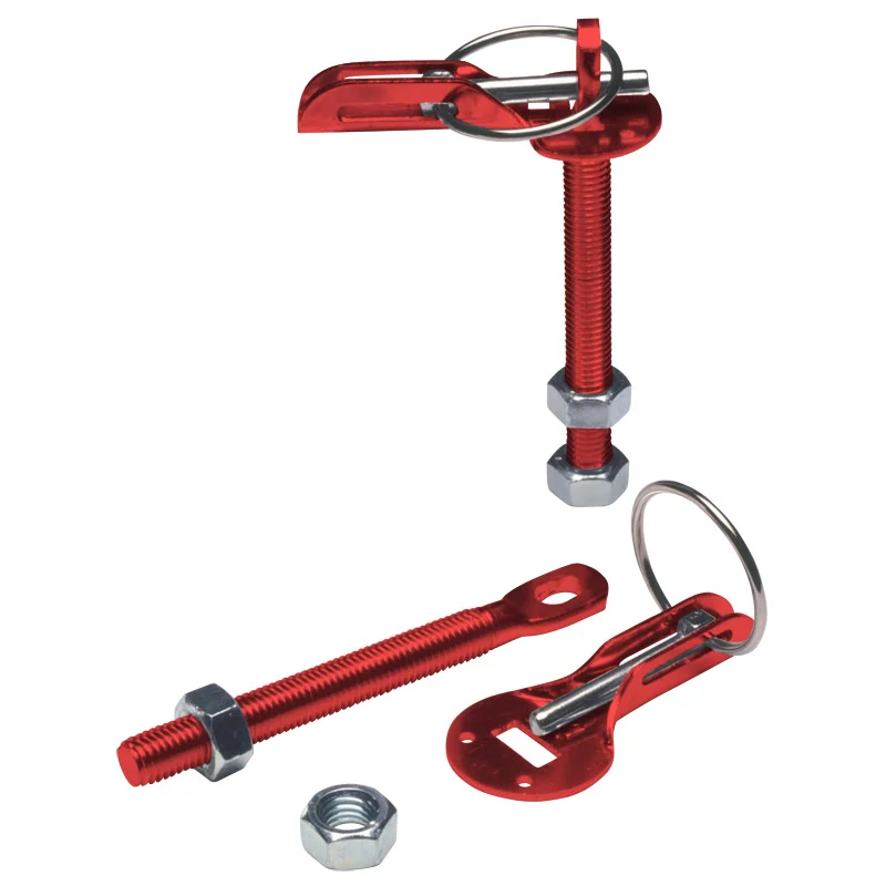 GRAYSTON Set universele motorkaphaken/-pins - rood aluminium