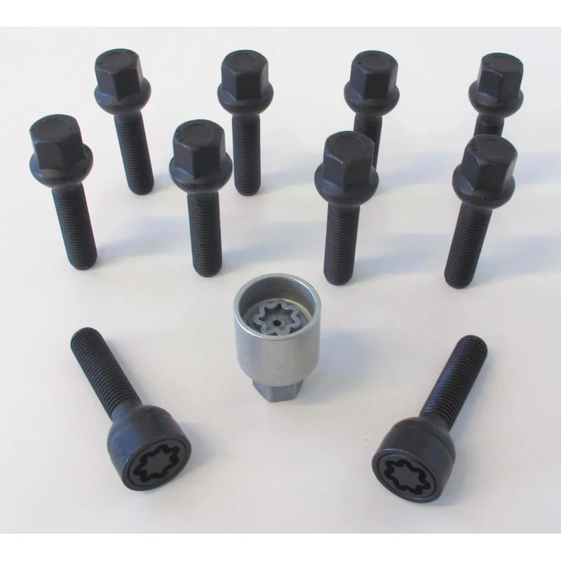 H&R Wielboutenset bolkonisch R13 M14x1.50 - Lengte 33mm - Zwart - 10 stuks (bv. passend voor VAG) - incl. wielsloten