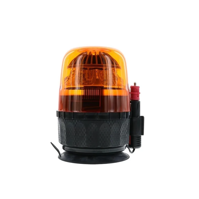Feu LED R65 ambre 12/24v base magnétique + ventouse, rotatif | D14490