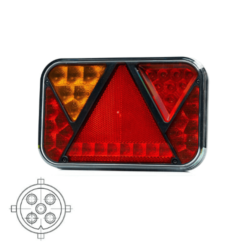 Left | LED Rear light with fog light & license plate light | 12v | 5-PIN | VC-2721B5