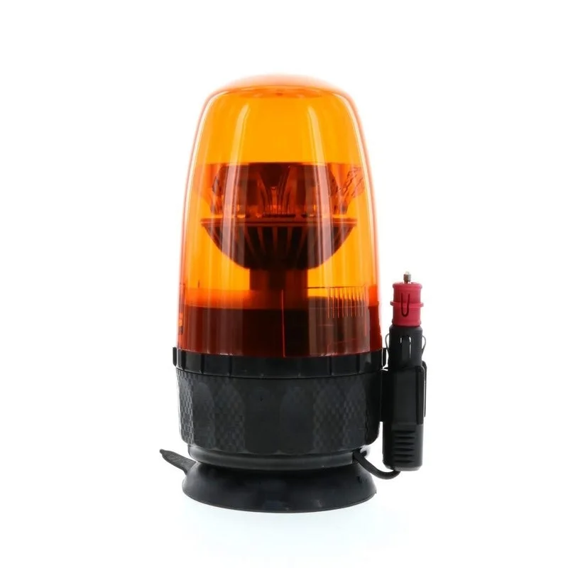 Feu LED R65 ambre 12/24v base magnétique + ventouse, rotatif | D14484