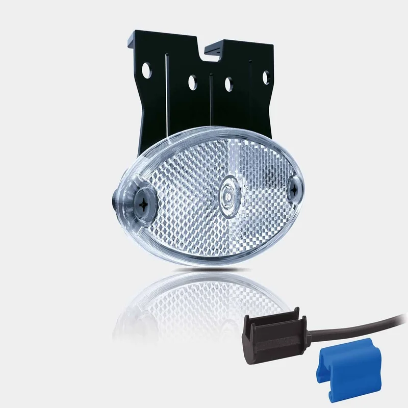 Feu de position LED ovale blanc avec support | 12-24v | 0.75mm². connecteur | MV-5860W