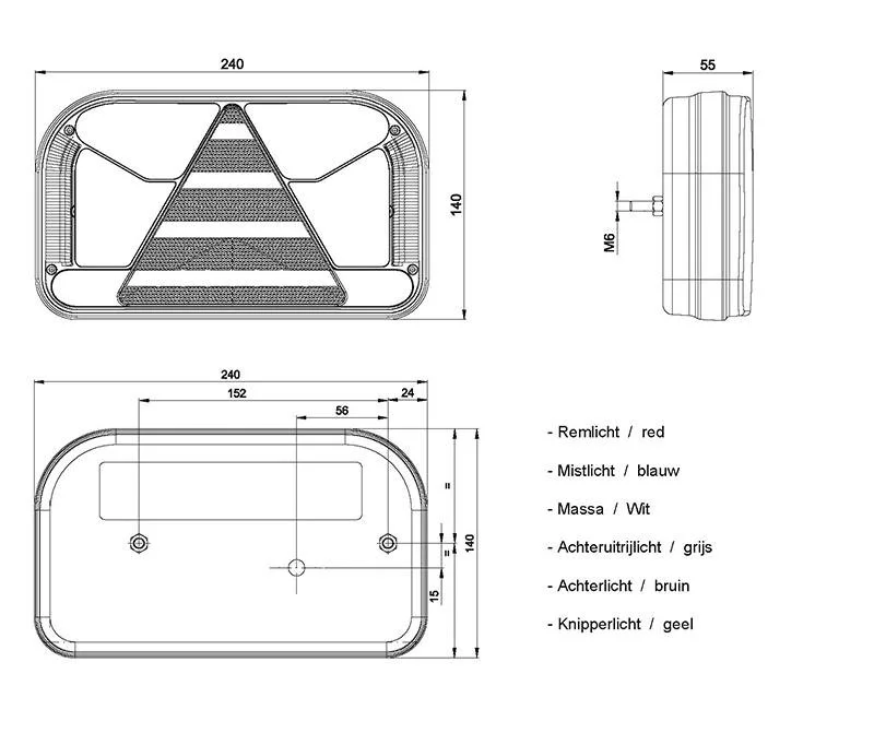 Left | LED Rear light with license plate light | 12-36v | 10m. cable | V10C7-561-10M