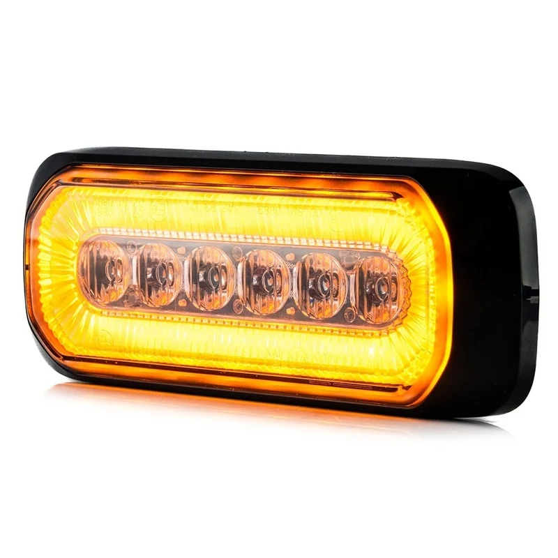 LED R65 flitser + Halo-ring, amber/amber 12-24v