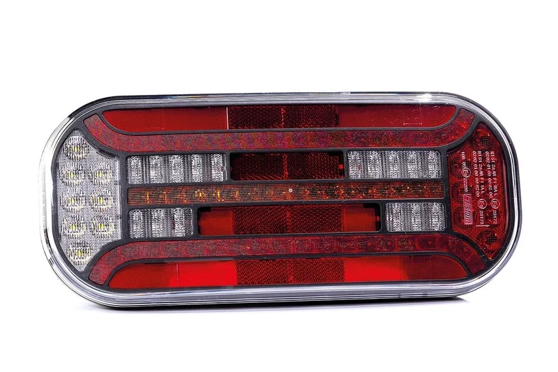 Right | LED Rear light with rectangle reflector & license plate light | 12-24v | VC-3012