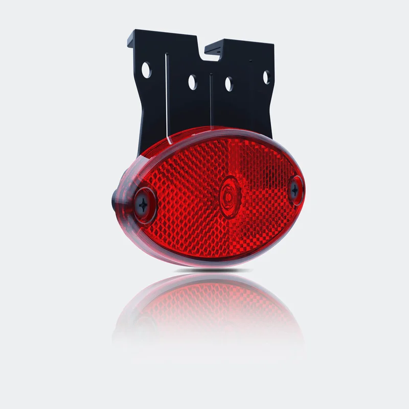 LED markeringslicht ovaal rood met steun | 12-24v | 50cm. kabel | MV-5850R
