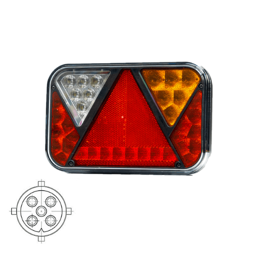 Right | LED Rear light with rear light & license plate light | 12v | 5-PIN | VC-2732B5