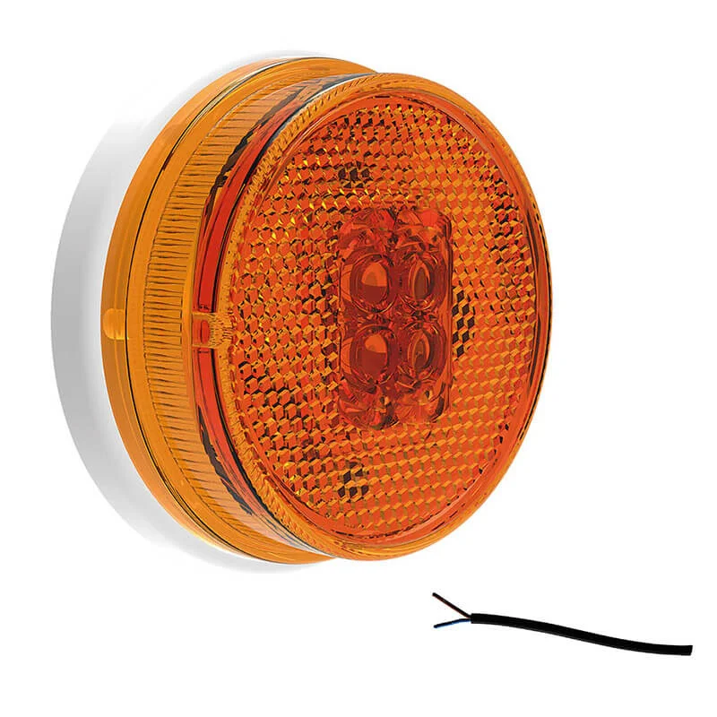Feu de balisage à LED orange | 12-24v | 50cm. de câble | MV-1300A