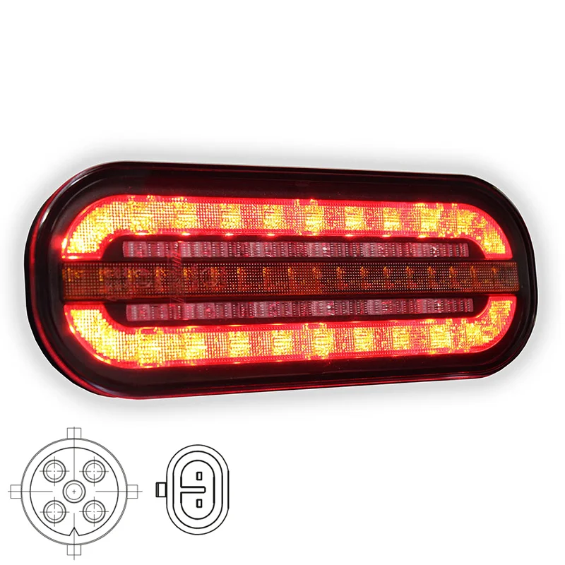 LED compact rear light with dynamic warning light | 12-24v | VC-320B5SS