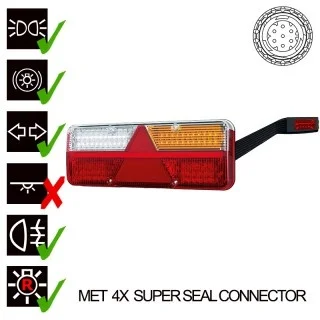 Rechts | LED Anhängerleuchte | dynamisches rundumleuchte | 9-36vv | 7-PIN | Super Seal | 200cm. Kabel | VC-1022B7SS
