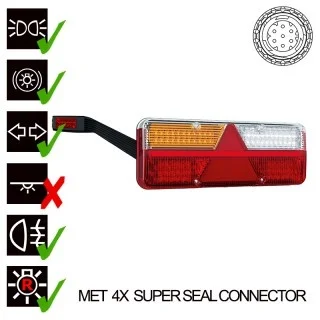 Links | LED trailerlamp | dynamisch knipperlicht | 9-36v | 7-PIN+superseal | VC-1021B7SS